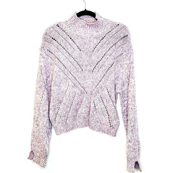 Line NWT $155 M Lavender Marl Uma Stitch Mock Neck Sweater - Picture 2 of 4